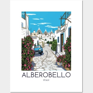 A Pop Art Travel Print of Alberobello - Italy Posters and Art